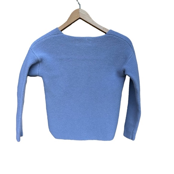 Aritzia Wilfred Free 100% Merino Wool Wolter Sweater Tuck Stitch Purple V Neck - Picture 3 of 8